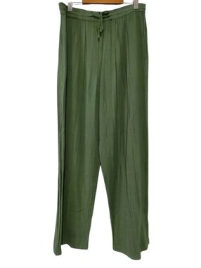 Principles Sage Green Wide Leg Pants Size M Drawstring Waist Flowy Lounge Casual